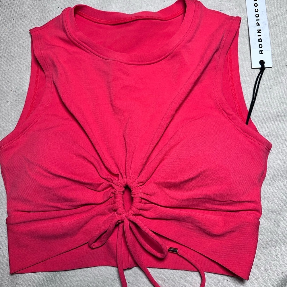 ROBIN PICCONE Aubrey Tank Top Swimsuit Tank Top Poppy Small Keyhole NWT - Picture 3 of 7